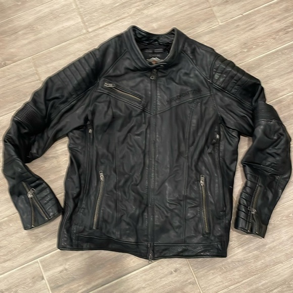 Harley Davidson Leather Riding Jacket with pink Skull detail on back SZ 2XL - Picture 1 of 10